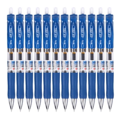 晨光(M&G)文具K35 0.5mm墨蓝色中性笔 经典按动子弹头签字笔 办公水笔 12支/盒